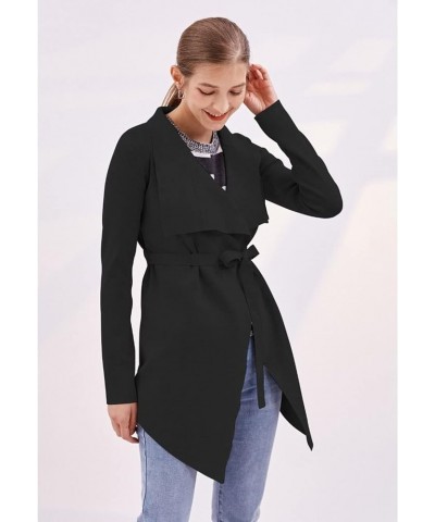 Women's Classy Light Tan/Black Open Front Knit Coat Cardigan Black-wide Lapel $25.25 Sweaters