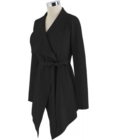 Women's Classy Light Tan/Black Open Front Knit Coat Cardigan Black-wide Lapel $25.25 Sweaters