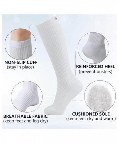 Cotton Compression Socks for Women and Men 4/6 Pairs 8-15/15-20 mmHg Knee High Socks for Sports Travel Nurse Edema 6 Pairs Wh...