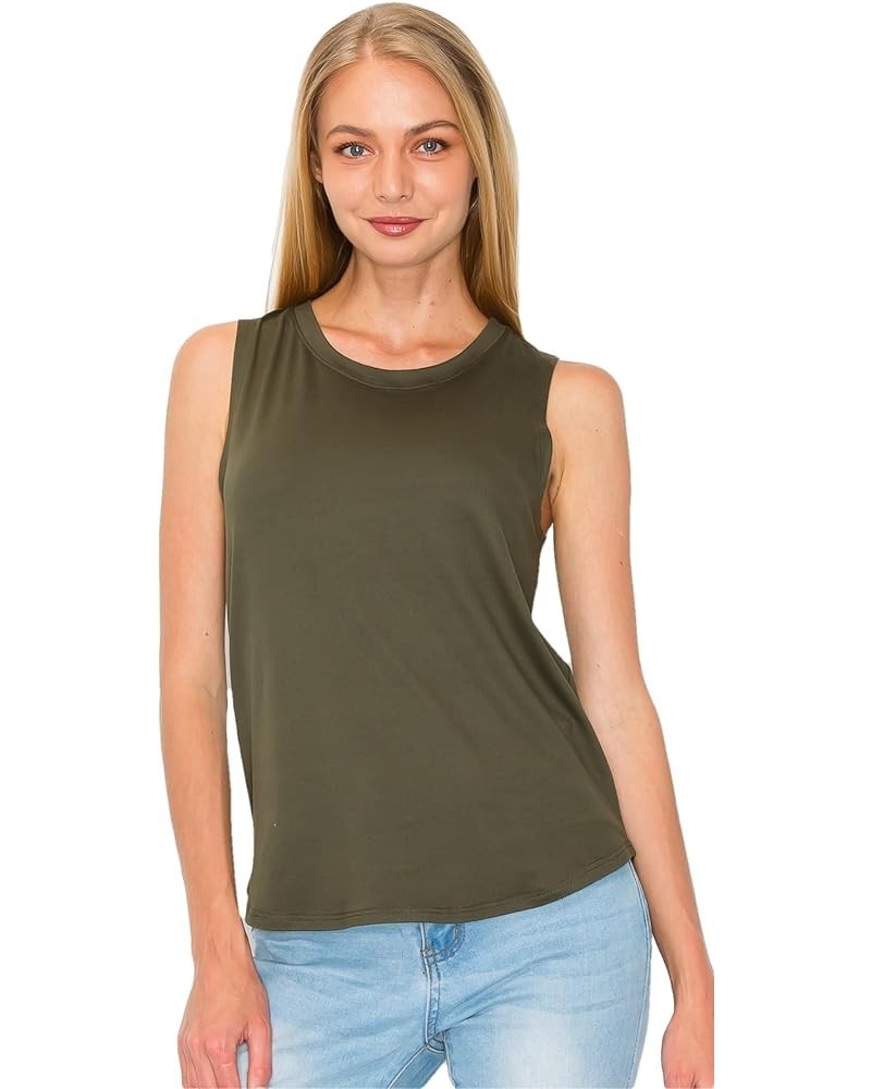 Women's Tank Top – Sleeveless Slim Fit Soft Casual Basic Yoga Active Athletic Workout Running Muscle T Shirts Olive $11.66 Ac...