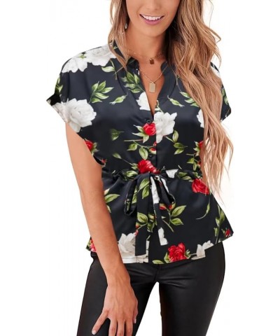 Womens Button Down Blouses Casual Peplum Summer Tops Dressy Chiffon Work Blouse Floral18 $14.85 Blouses