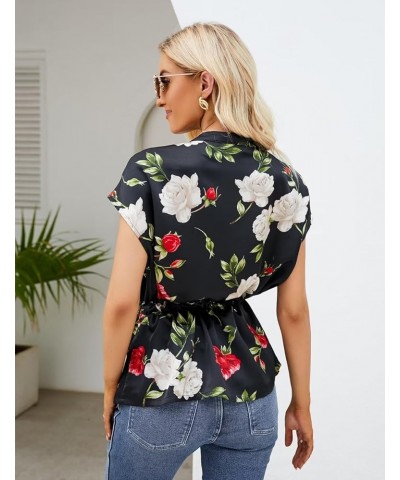 Womens Button Down Blouses Casual Peplum Summer Tops Dressy Chiffon Work Blouse Floral18 $14.85 Blouses