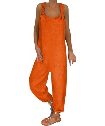 Women's Jumpsuits Casual Art Loose Casual Large Linen Suspender Pants Jumpsuits Jumpsuits, Rompers & Overalls Orange $9.00 Ov...