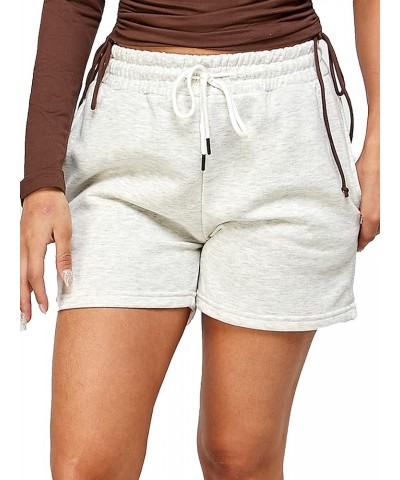 Shorts for Women Casual Summer Drawstring Comfy Fleece Drawstring High Waist Running Shorts with Pockets Oatmeal $9.84 Shorts