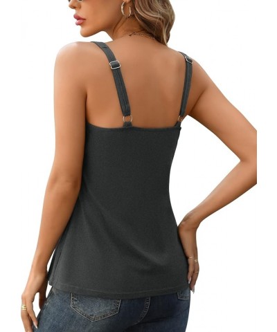 Tank Top for Women with Built-in Padded Bra Adjustable Wide Strap Camisole Cotton Cami Shirts Gray $14.83 Tanks