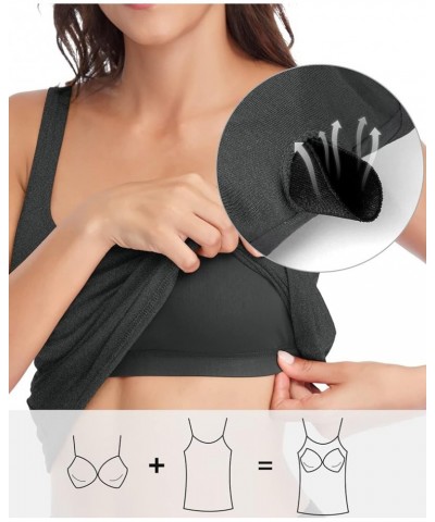 Tank Top for Women with Built-in Padded Bra Adjustable Wide Strap Camisole Cotton Cami Shirts Gray $14.83 Tanks