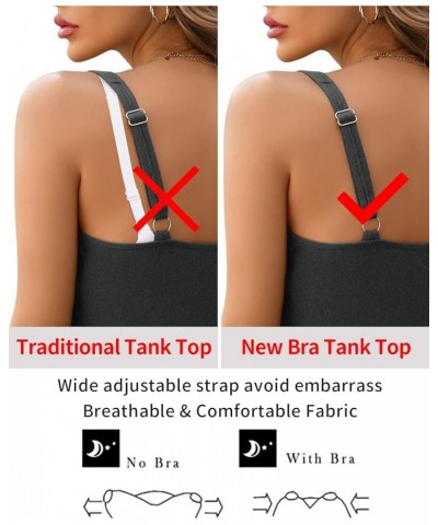 Tank Top for Women with Built-in Padded Bra Adjustable Wide Strap Camisole Cotton Cami Shirts Gray $14.83 Tanks