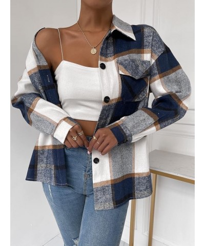 Women's Casual Flannel Plaid Lapel Button Down Long Sleeve Blouses Tops Deep Black $25.19 Blouses