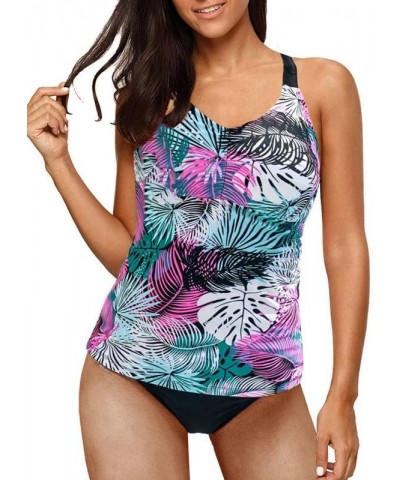 Womens 2024 Summer Striped Print Racerback Tankini Swim Top No Bottom (S-XXXL) 2 Green $15.82 Swimsuits