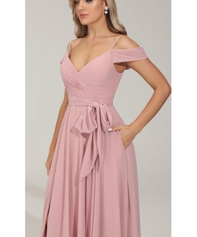 Off Shoulder Bridesmaid Dresses 2024 New Chiffon Pleated Wedding Guest Dresses Formal Evening Dress for Women,R49 Dusty Sage ...