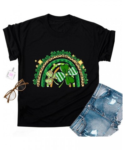 St. Patricks Day Shirts for Women Irish Lucky Clover Graphic Tops Short Sleeve Crewneck Casual Tees Shirt G11 Black $7.52 T-S...