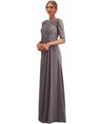 Women's Lace Mother of The Bride Dresses with Sleeves for Wedding Chiffon Ruched Long Formal Evening Dress Wisteria $38.22 Dr...