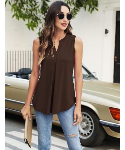 Womens Tank Tops V Neck Sleeveless Summer Shirts Loose Casual Tops Blouses (S-3XL) Brown $11.00 Tanks