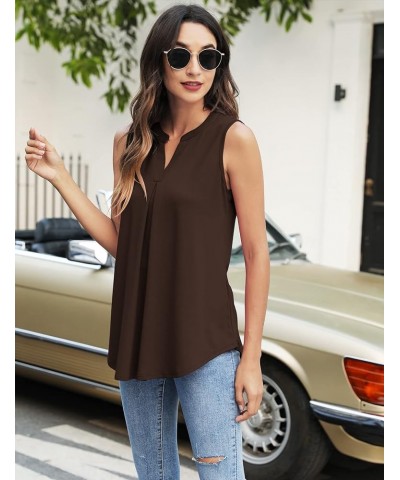 Womens Tank Tops V Neck Sleeveless Summer Shirts Loose Casual Tops Blouses (S-3XL) Brown $11.00 Tanks