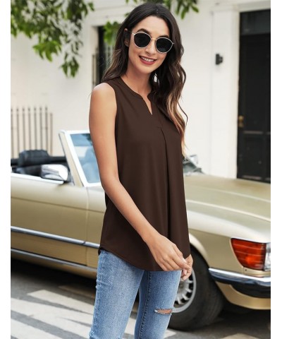 Womens Tank Tops V Neck Sleeveless Summer Shirts Loose Casual Tops Blouses (S-3XL) Brown $11.00 Tanks