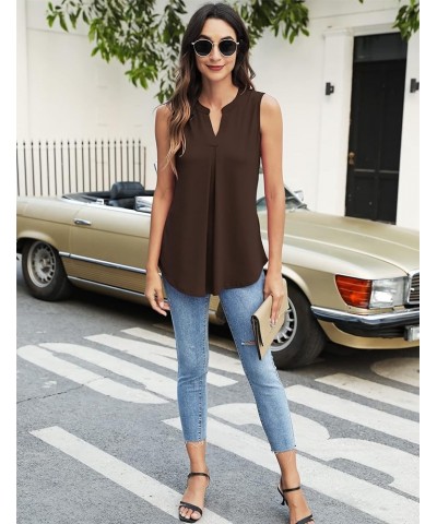 Womens Tank Tops V Neck Sleeveless Summer Shirts Loose Casual Tops Blouses (S-3XL) Brown $11.00 Tanks