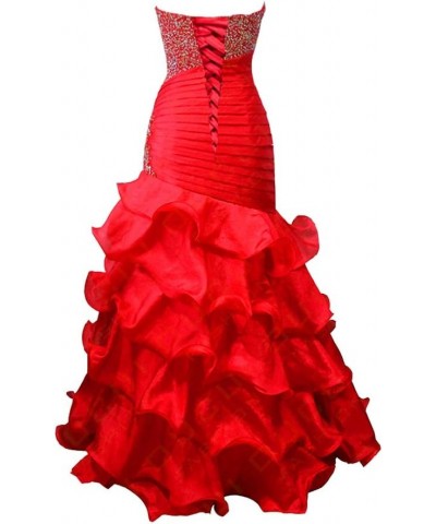 Beaded Sequins Mermaid Ruffles Long Formal Prom Dress Evening Gown Fuchsia US 14 14 Black $63.45 Dresses