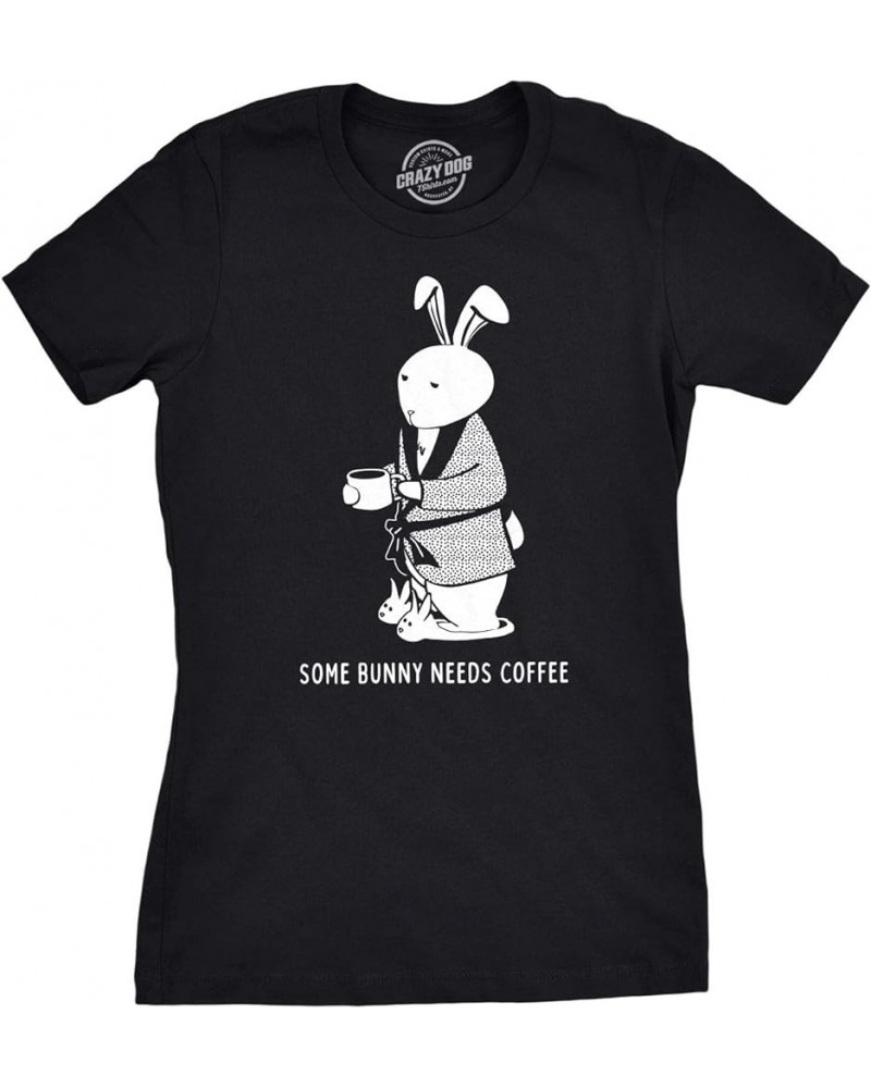 Womens Easter Shirts Funny Easter Candy Tees Chocolate and Candy Shirts for Women Heather Black - Bunny Coffee $12.38 T-Shirts