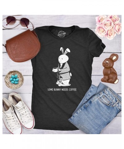 Womens Easter Shirts Funny Easter Candy Tees Chocolate and Candy Shirts for Women Heather Black - Bunny Coffee $12.38 T-Shirts