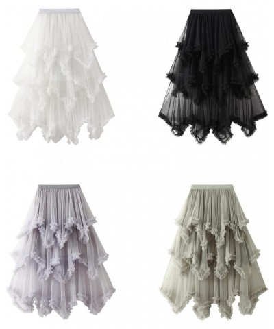 Women Long Tulle Tutu Skirt Layered Aline Puff Mesh Skirt Floor Length Split Half-Dress Ruffle Princess Party Skirt D Black $...