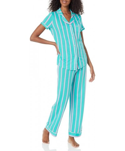 Women's Bella Printed Short Sleeve Top & Pant Pajama Set Andaman Strip $27.16 Sleep & Lounge