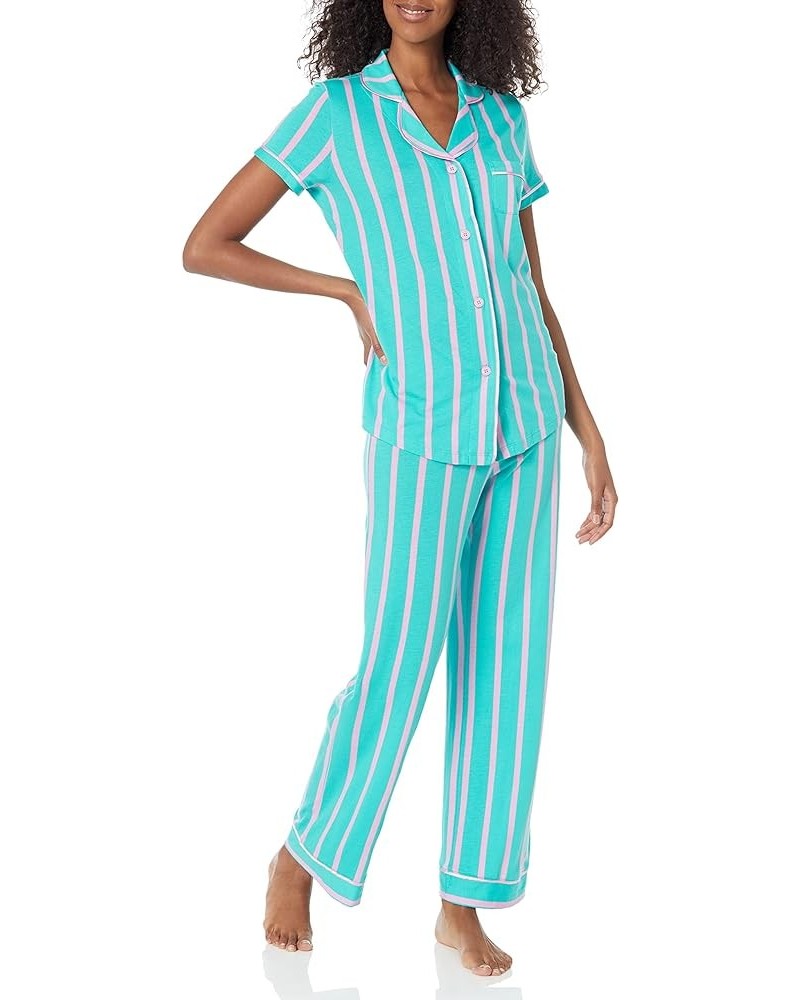 Women's Bella Printed Short Sleeve Top & Pant Pajama Set Andaman Strip $27.16 Sleep & Lounge