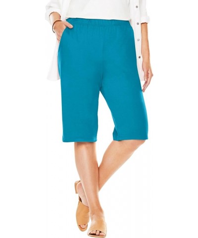 Women's Plus Size 7-Day Knit Bermuda Shorts Turq Blue $12.20 Shorts