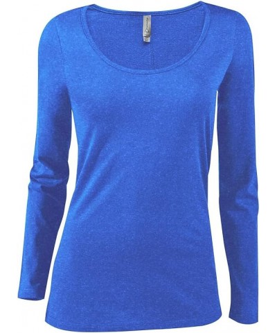 Delta Platinum Women's CVC Long Sleeve Scoop Neck Tee Royal Heather $8.67 T-Shirts