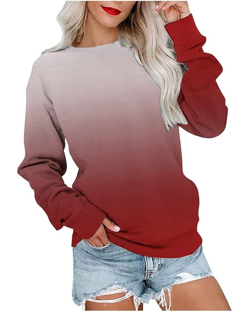 Long Sleeve Shirts For Women Crewneck Sweatshirt Pullover Casual Long Sleeve Tops Trendy Loose Fit Fall Clothing 2023 J018-wi...