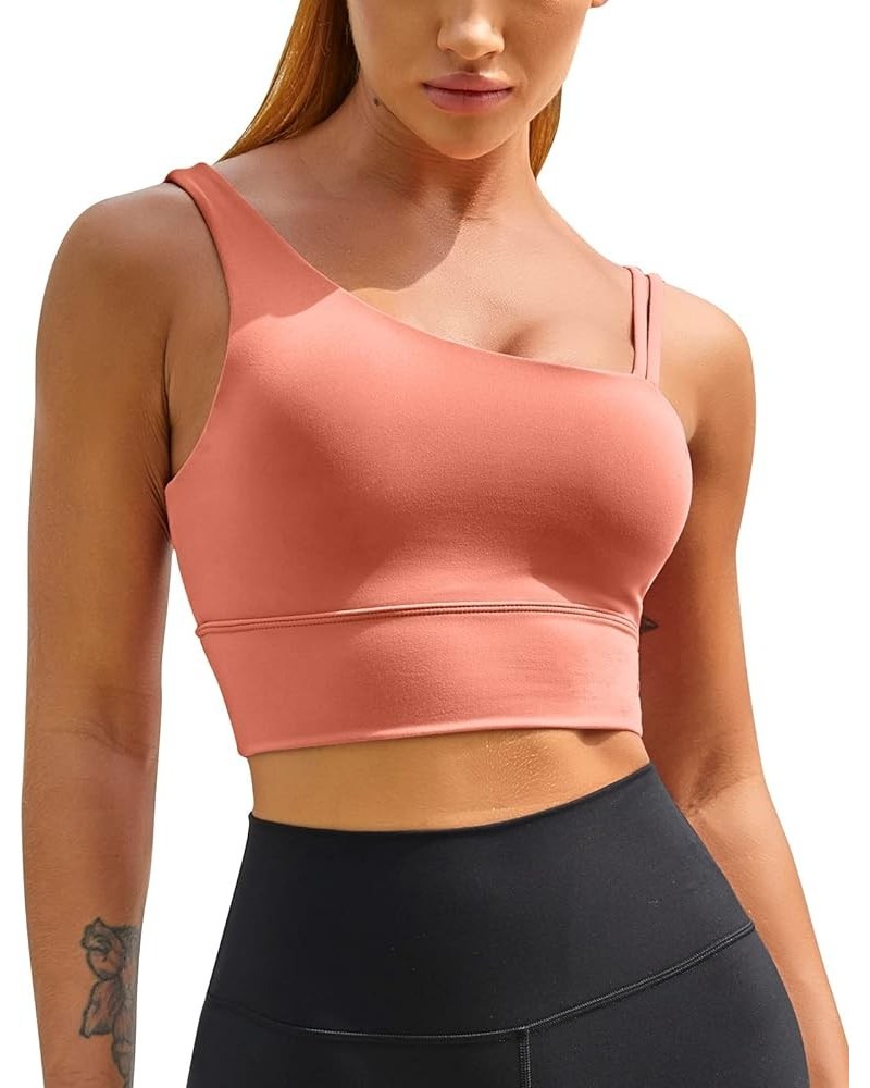 Womens Long Line Sports Bra One Strap Workout Crop Tank Tops Supportive Yoga Open Back Asymmetrical Activewear Coral $10.35 L...