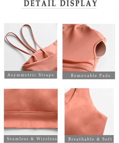 Womens Long Line Sports Bra One Strap Workout Crop Tank Tops Supportive Yoga Open Back Asymmetrical Activewear Coral $10.35 L...