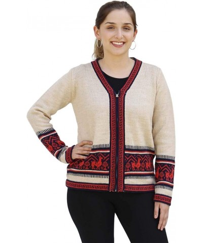 Alpaca Wool Sweater Women Alpaca Sweaters Women Alpaca Wool Jacket For Women Soft Beige/Carrot/Navy Blue $35.09 Sweaters