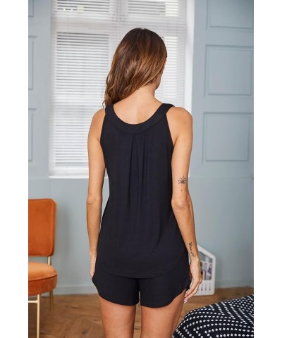 Pajamas Sets for Women Tank Tops with Shorts Sleepwear Nightwear Pj Set S-XXXL Black+dark Grey $13.67 Sleep & Lounge