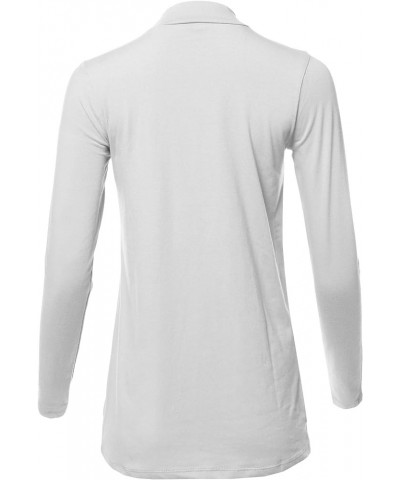 Women's Basic Solid Soft Cotton Long Sleeve Mock Neck Top Shirts White $11.87 T-Shirts