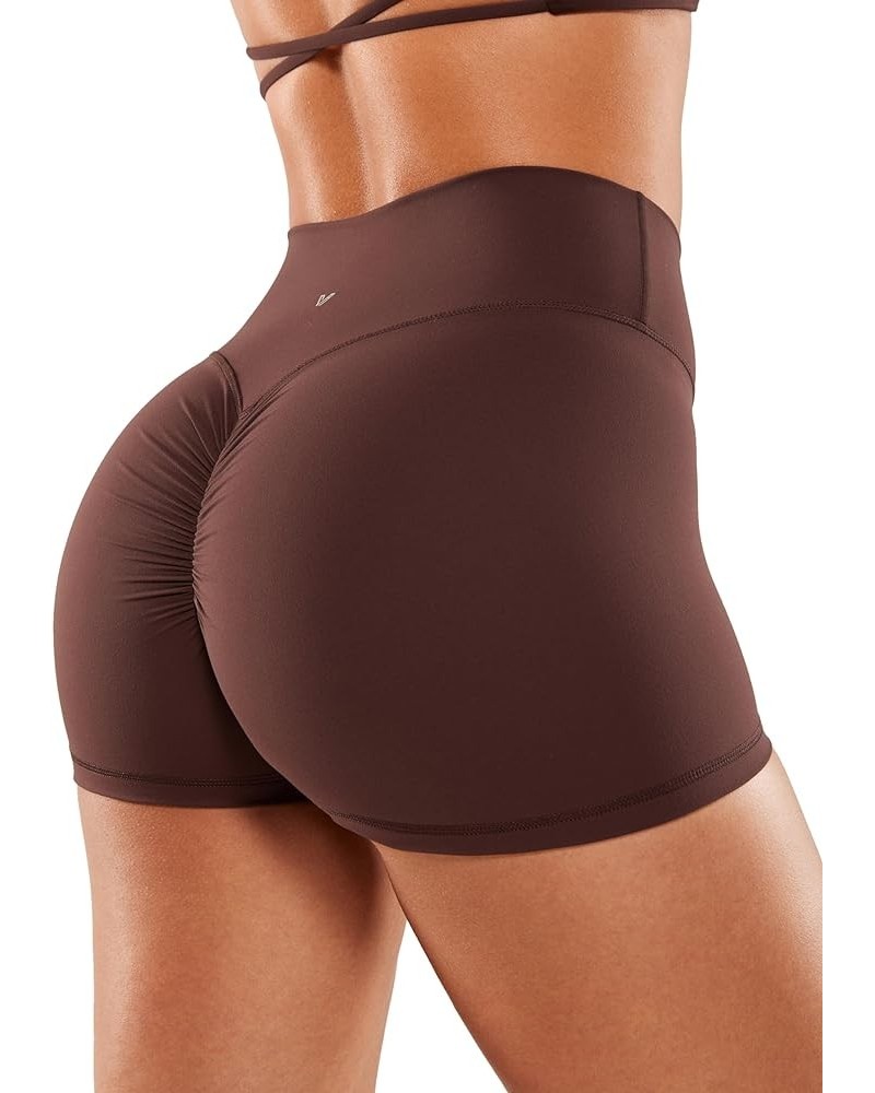 Womens Scrunch Workout Shorts No Front Seam Biker Shorts 2" Buttery Soft High Waisted Booty Yoga Shorts Taupe $15.93 Activewear