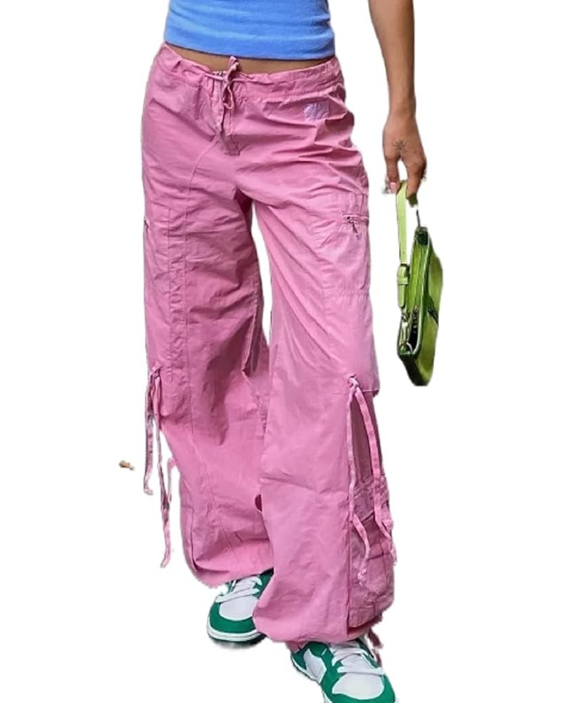 Women Baggy Cargo Pants with Pocket Casual Goth Hip Hop Jogger Pants Loose Workout Pants Trousers C Pink $18.80 Pants