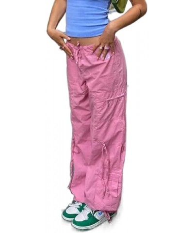 Women Baggy Cargo Pants with Pocket Casual Goth Hip Hop Jogger Pants Loose Workout Pants Trousers C Pink $18.80 Pants