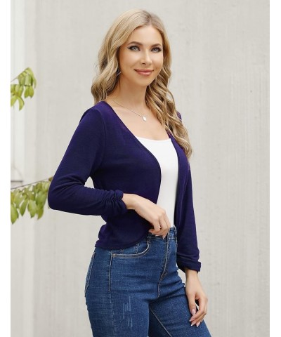 Women's 3/4 Sleeve Cropped Cardigan Sweaters Open Front Knit Short Bolero Shrugs Z-navy $10.00 Sweaters