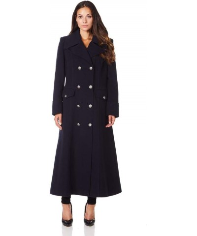 Womens Long Military Wool Cashmere Winter Coat Black $42.00 Coats