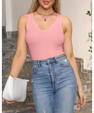 Tank Tops for Women Summer Sleeveless Shirts Ribbed Slim Fitted Tops A Pink $14.15 Tanks