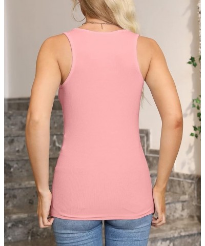 Tank Tops for Women Summer Sleeveless Shirts Ribbed Slim Fitted Tops A Pink $14.15 Tanks