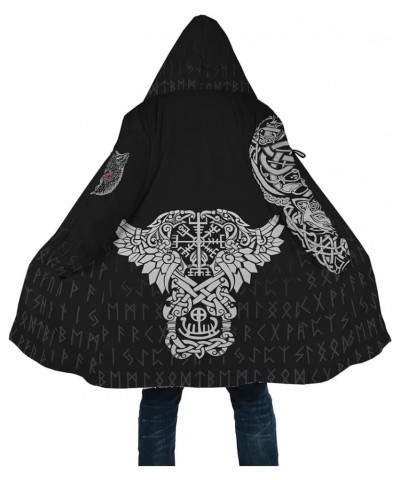 Viking Amulet Totem Winter Lamb's Fleece Warm Cape Aegishjalmur Tattoo Mid-length Casual Hooded Jacket Outdoor Coats Vegvisir...