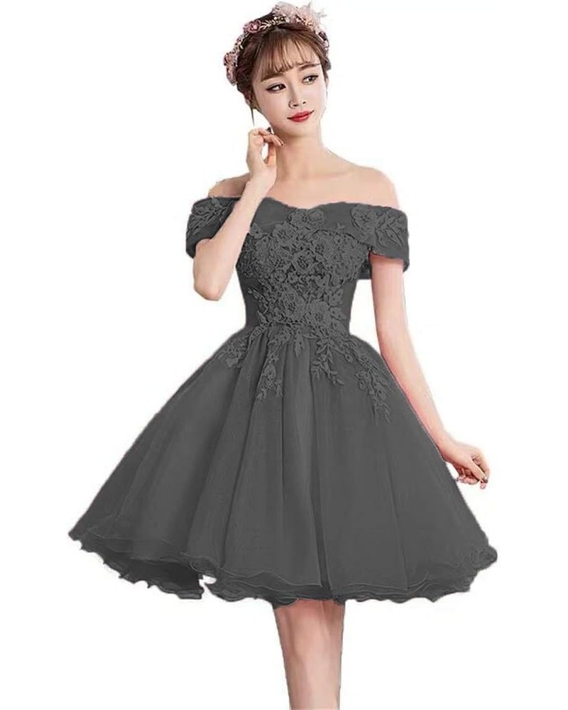 Women's Off Shoulder Appliques Short Prom Dresses Tulle Teens Juniors Homecoming Dress Black $26.00 Dresses