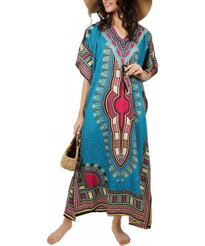 Women African Kaftan Maxi Swimsuit Beach Cover Up Nightwear Loungewear Casual Dress Ladies Dashiki Caftan Free Size… Alkc-tea...