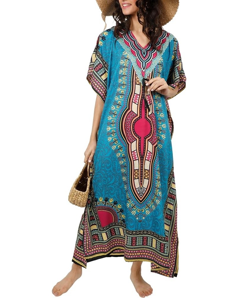 Women African Kaftan Maxi Swimsuit Beach Cover Up Nightwear Loungewear Casual Dress Ladies Dashiki Caftan Free Size… Alkc-tea...