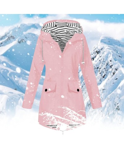 Rain Coats for Women Plus Size Warm Winter 2022 Trench Coat Lightweight Waterproof Jackets Zip-Up Hooded Outdoor 38pink $11.9...