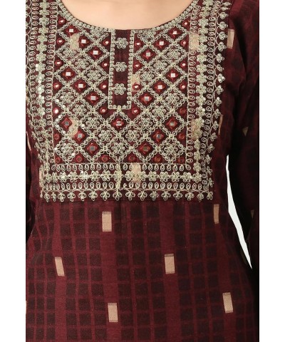 Women Indian Embroidered kurti set for women with dupatta Maroon $23.39 Tops