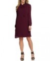 Women's Long Sleeve Tie Neck Pleated Dress Maroon $22.57 Dresses