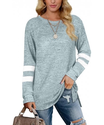 Womens Casual Sweatshirts Long Sleeve Shirts Oversized With Pocket Tunic Tops S-3XL 205-grayblue $10.07 Tops