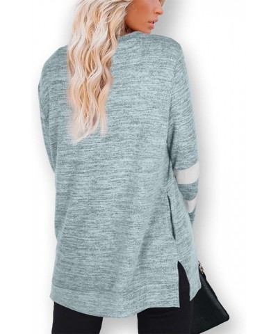 Womens Casual Sweatshirts Long Sleeve Shirts Oversized With Pocket Tunic Tops S-3XL 205-grayblue $10.07 Tops